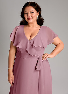 Azazie Lainey Bridesmaid Dresses Vintage Mauve A-Line with Pockets Chiffon Dress image13