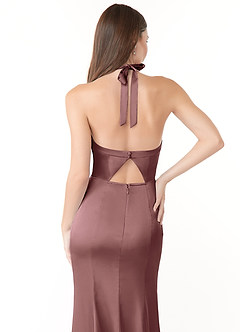 Azazie Emeria Bridesmaid Dresses Vintage Mauve Mermaid Pleated Stretch Satin Dress image3
