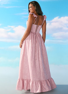 Barbie™ ❤ AZAZIE 4005 Lace-up Flutter Spaghetti Strap Jacquard Dress image9