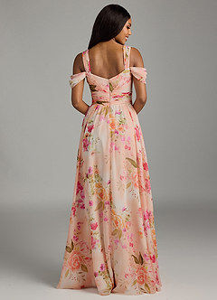 Azazie Lianne Jurken voor bruidsmeisjes Jurk van Chiffon met A-Lijn Off the Shoulder Abstract Boeket Bloemen image3