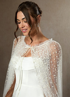 front Mantella in tulle con perle a cascata