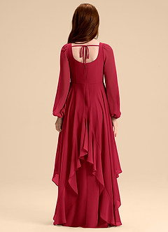 Azazie Clara Junior Scarlet A-Line Blouson Chiffon Dress image2