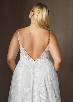 Azazie Monda Hochzeitskleider A-Linie Spitze Tüll Kleid Diamantweiß image23