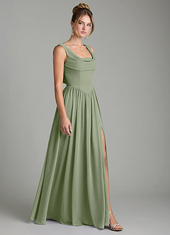 Azazie Novi Bridesmaid Dresses Pistachio A-Line Pleated Chiffon Dress image3
