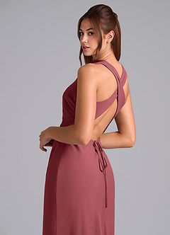 Azazie Evadne Bridesmaid Dresses Merlot A-Line Pleated Chiffon Dress image8