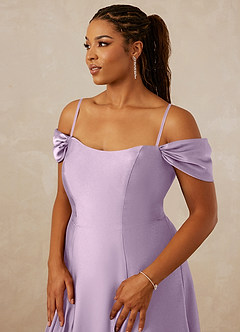Christian Siriano Bridal for Azazie 1002 Bridesmaid Dresses Frosted Lilac A-Line Off the Shoulder Stretch Satin Convertible Dress image8