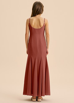 Azazie Evey Junior Abito Sirena in Chiffon Plissettato Auburn image2