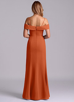 Azazie Luciana Robes de demoiselle d'honneur Robe Fourreau Convertible en Mousseline de soie Épaule décolletée Orange Brûlée image2