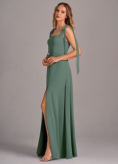 Azazie Debra Bridesmaid Dresses Eucalyptus A-Line with Pockets Chiffon Convertible Dress image4