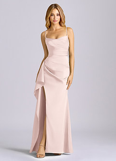 Azazie Sarai Suknie dla druhen Osłona Gorset Satyna elastyczna Do ziemi Sukienka image3