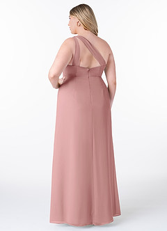 Azazie Maive Bridesmaid Dresses Dusty Rose Sheath Pleated Ruffle Chiffon Dress image8