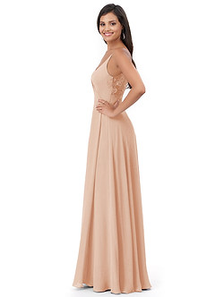 Azazie Lennon Abiti da Damigella Abito A-Line in Chiffon Pizzo Rosa Inglese image3