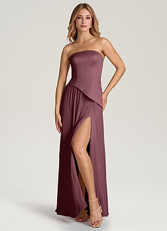 Azazie Tierney Jurken voor bruidsmeisjes Converteerbaar Jurk van Chiffon met A-Lijn Strapless Sangria image6