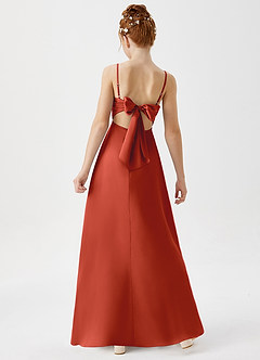 Azazie Shale Junior Rust A-Line Stretch Satin Dress image3
