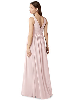 Azazie Yetta Maternity Bridesmaid Dresses A-Line V-Neck Gathered Chiffon Floor-Length Dress image3