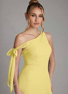 Azazie Aylin Final Sale Eucalyptus Sheath Off the Shoulder Chiffon Dress image4