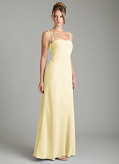 Azazie Ellia Bridesmaid Dresses Lemon Sorbet A-Line Bow Chiffon Dress image4