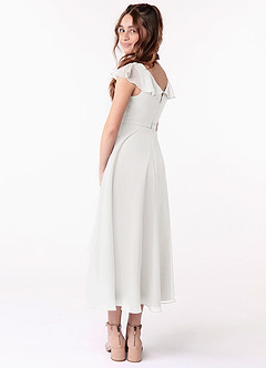 Azazie Posie Junior Vestido de Blanco de Gasa de Corte en A con Volante image2