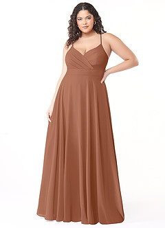 Azazie Avelina Bridesmaid Dresses Bronzer A-Line V-Neck Pleated Chiffon Dress image6