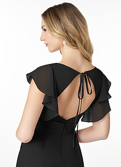 Azazie Val Bridesmaid Dresses Black Mermaid V-Neck Keyhole Chiffon Dress image5