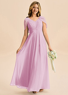 Azazie Emma Junior Linia A Pofałdowany Szyfon Długość podłogi Młodsza druhna Sukienka image1