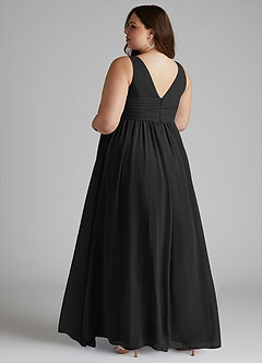 Azazie Yetta Maternity Bridesmaid Dresses A-Line V-Neck Gathered Chiffon Floor-Length Dress image11