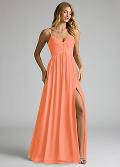 Azazie Alia Bridesmaid Dresses Sunset A-Line Pleated Chiffon Dress image2