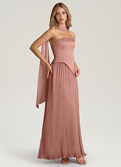 Azazie Tierney Brautjungfernkleider Wandelbar A-Linie Schulterfrei Chiffon Kleid Zedernrose image7