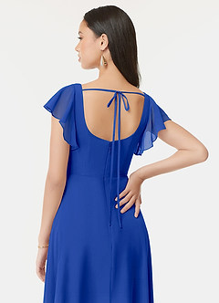 Azazie Bondi Robes de demoiselle d'honneur Robe Trapèze en Mousseline de soie Volant Bleu Roi image3