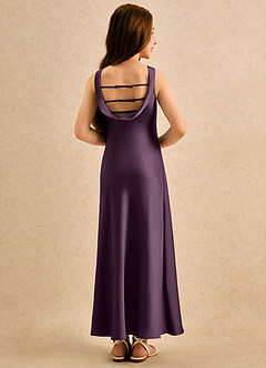 Azazie Raspberry Girls Formal Flower Girl Klänningar Klä A-Line i Stretch Satin Plisserad image2