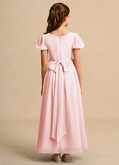 Azazie Joss Flower Girl Dresses Blushing Pink A-Line with Sleeves Chiffon Dress image10