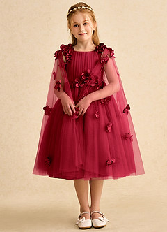 Azazie Staria vestidos de niña de las flores Vestido de Escarlata de Tul de Princesa con Volante image3