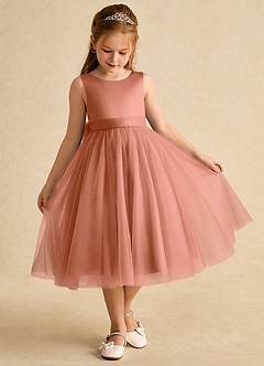 Azazie Winnie Blumenmädchenkleider Ballkleid Schleifen Tüll Kleid Mai Tai image2