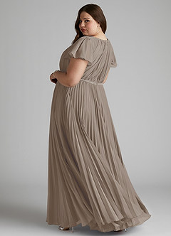Azazie Kara Modest Bridesmaid Dresses A-Line Pleated Chiffon Floor-Length Dress image11