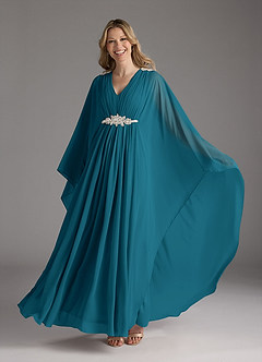 Azazie Drew Mother of the Bride Dresses Ink Blue A-Line Pleated Chiffon Dress image6