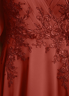 Azazie Tilda Mère de la mariée Robes Robe Trapèze en Mousseline de soie Dentelle Terracotta image6