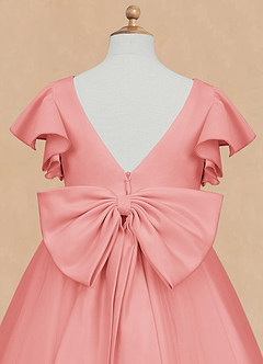 Azazie Kaeya Flower Girl Dresses Coral A-Line Bow Tulle Dress image8