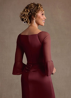 Azazie Nampa Mother of the Bride Dresses Cabernet Sheath Pleated Mesh Dress image6