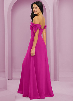 Barbie ♥ Azazie Bridesmaid Dresses Fuchsia A-Line Off the Shoulder Chiffon Convertible Dress image6