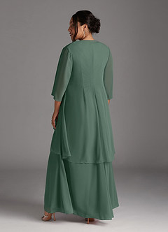 Azazie Manuella Mother of the Bride Dresses Sea Moss A-Line V-Neck Pleated Chiffon Dress image15