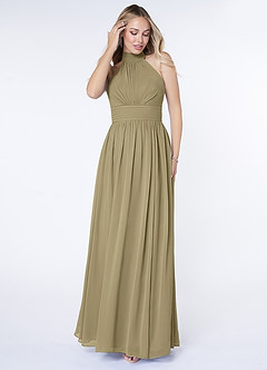 Azazie Iman Bridesmaid Dresses Moss Green A-Line A-Line Ruched Chiffon Dress image4