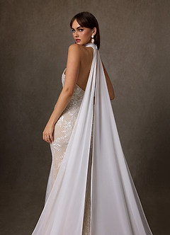 Azazie Kaiyana Suknie ślubne Osłona Wysoka Kołnierz Sznurówka Pociąg Kapliczny Sukienka image7