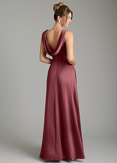 Azazie Karina Bridesmaid Dresses Desert Rose A-Line Pleated Stretch Satin Dress image5