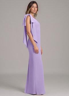 Azazie Capri Bridesmaid Dresses Lilac A-Line One Shoulder Chiffon Dress image3