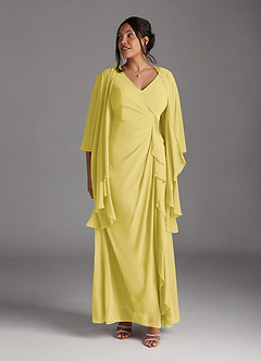 Azazie Manuella Mère de la mariée Robes Robe Trapèze en Mousseline de soie Col V plissé Canari image12