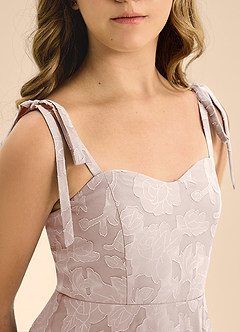 Azazie Rosey Junior Blushing Pink A-Line Sweetheart Neckline Floral Burnout Dress image8