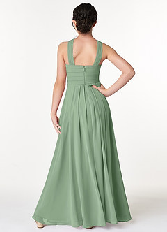 Azazie Kaleigh Junior Vestido de Matcha de Gasa de Corte en A con Plisado image2