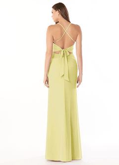 Azazie Aribella Final Sale Dusty Blue Sheath Ruched Chiffon Dress image2