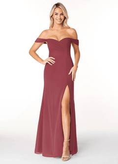 Azazie Joretta Bridesmaid Dresses Merlot A-Line Sweetheart Neckline Chiffon Convertible Dress image1