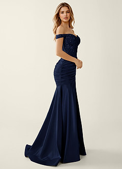 Briareny Neptune Lace Sequin Embroidery Stretch Satin Prom Dress image3